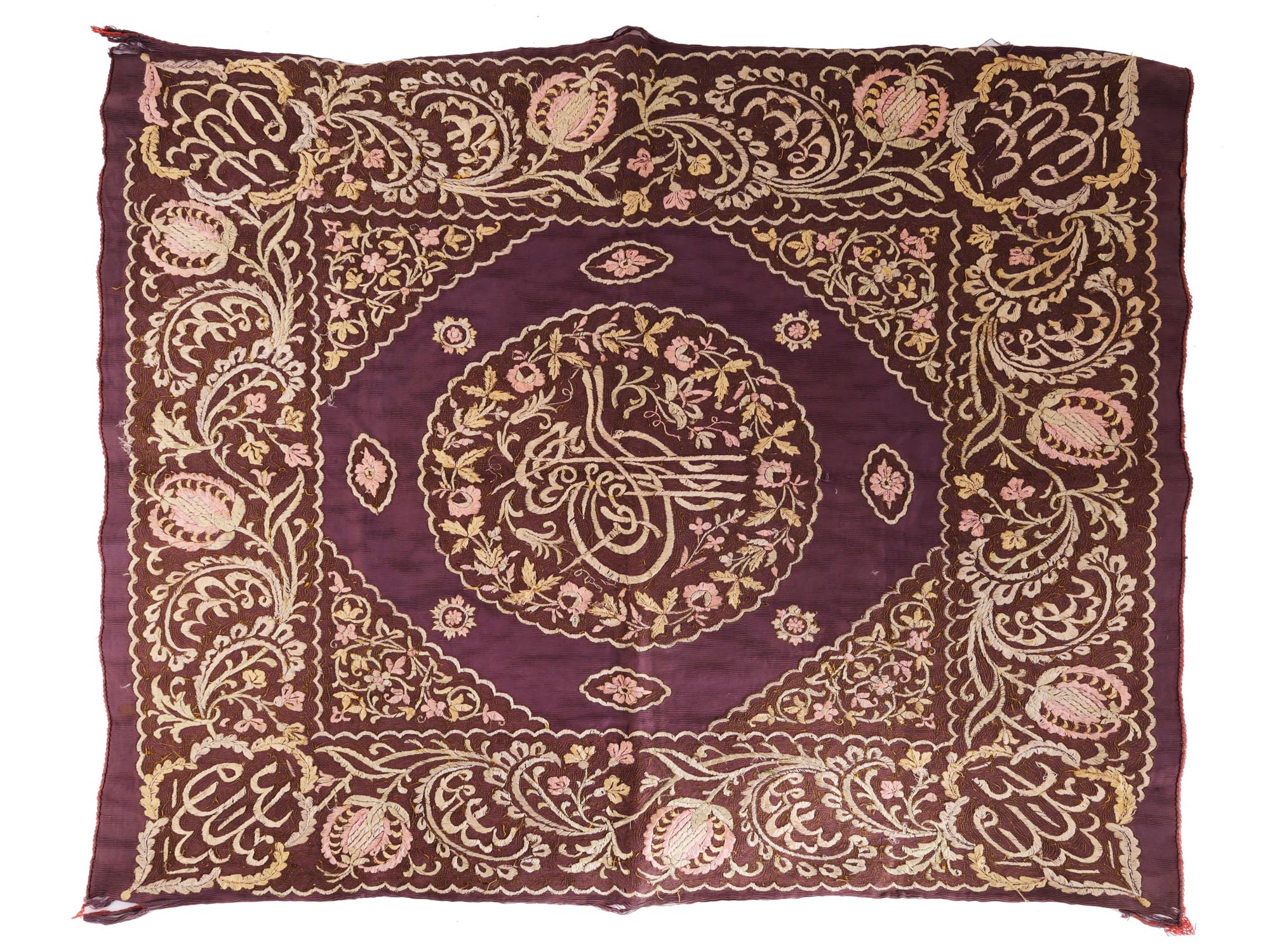 ANTIQUE OTTOMAN TURKISH EMBROIDERED TUGRA TEXTILE PIC-1